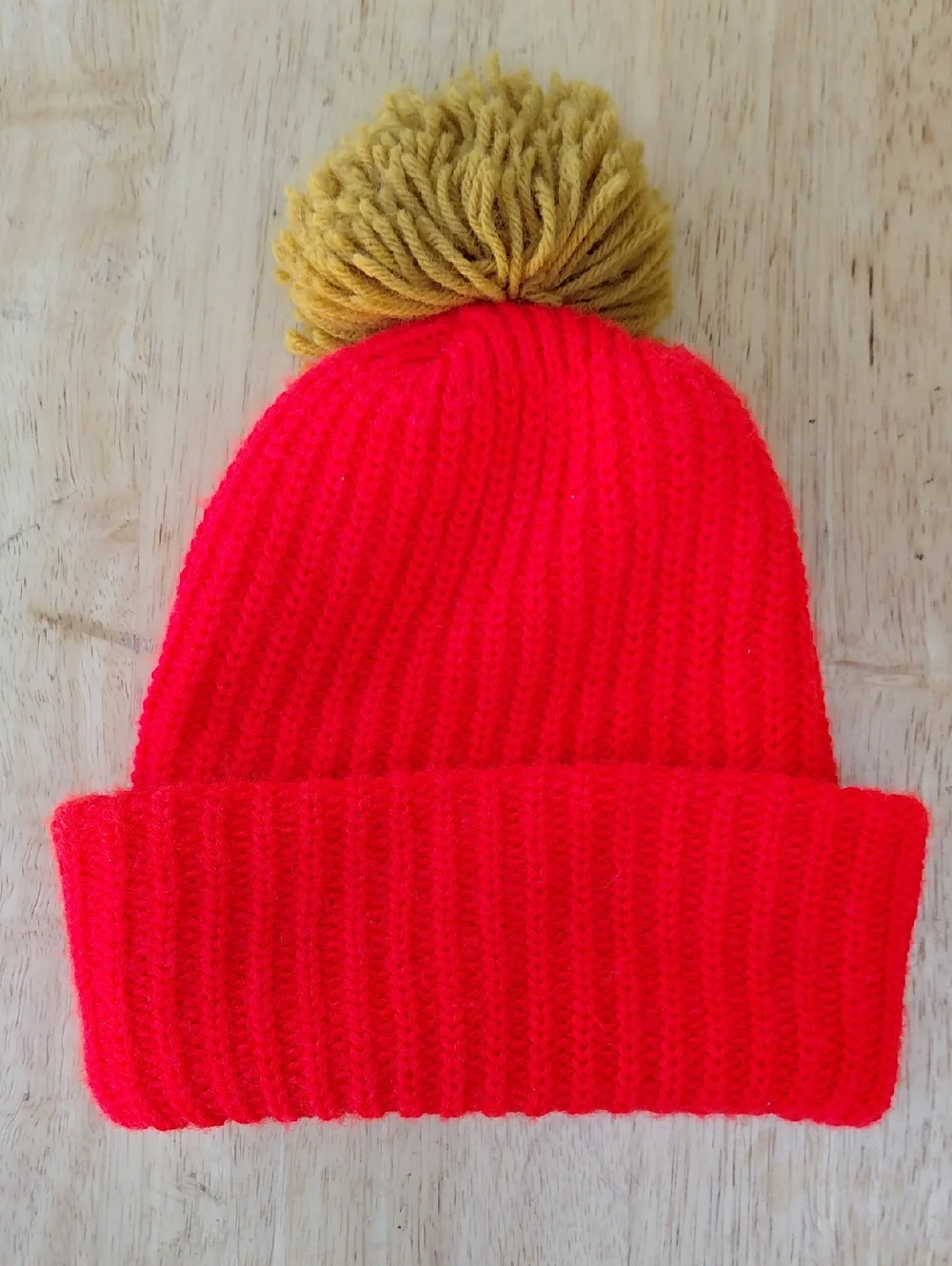 Vintage SF 49ers NFL Red and Tan Pom Knit Beanie Hat